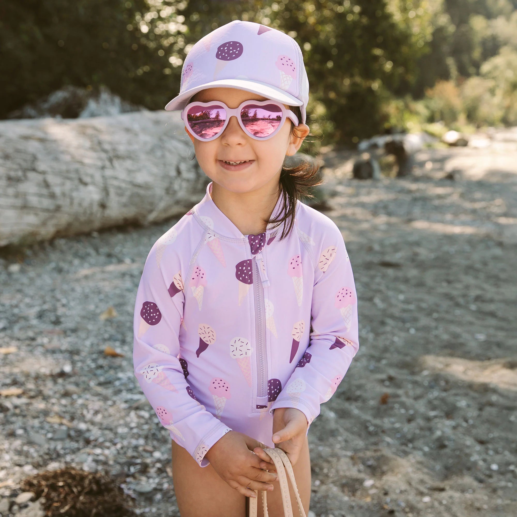 Jan & Jul Sunglasses- Heart Lavender with Aurora lens