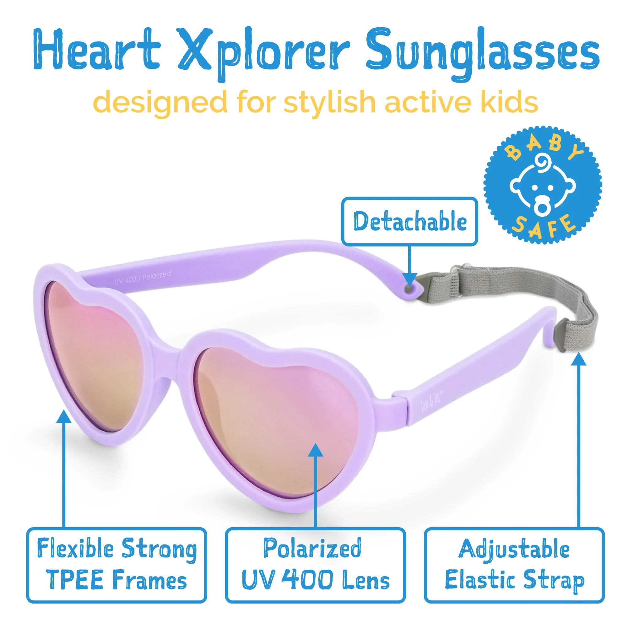 Jan & Jul Sunglasses- Heart Lavender with Aurora lens
