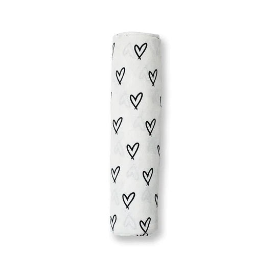 Lulujo - Swaddle Blanket Bamboo Cotton Messy Hearts
