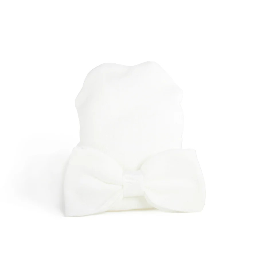 Newborn Hat - Bow - White