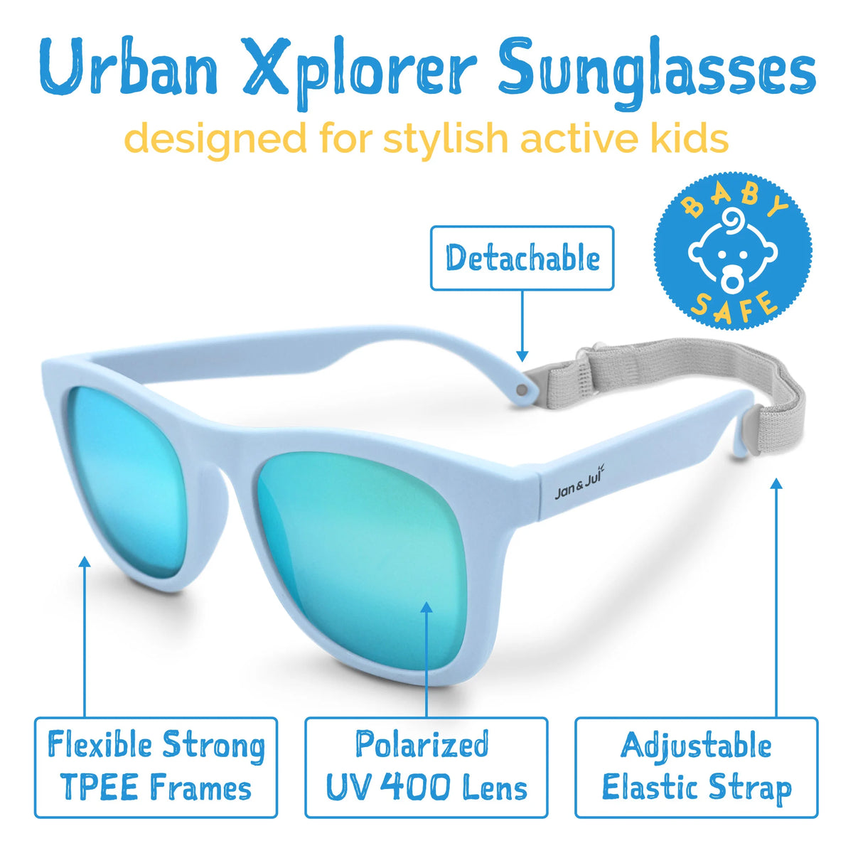 Jan & Jul Sunglasses- Light Blue with Aurora Lens
