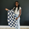 Mebie Baby- Navy Checkered Plush Blanket