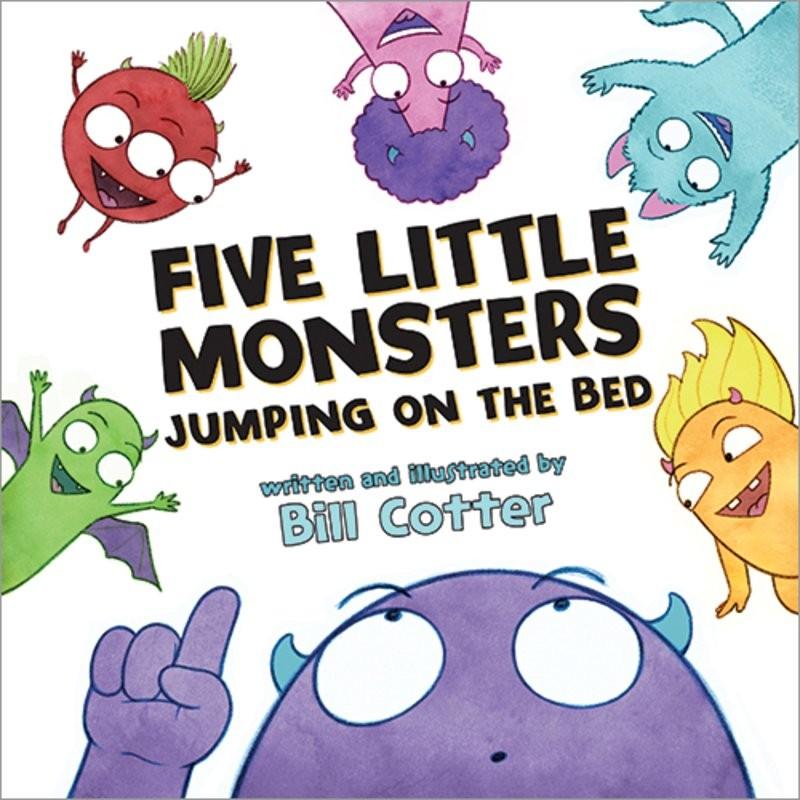 Five little monsters jumping on the bed