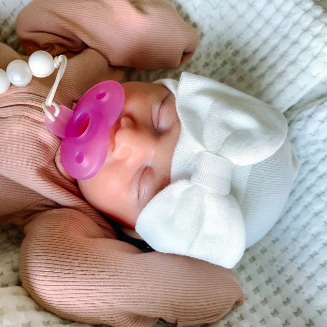 Newborn Hat - Bow - White