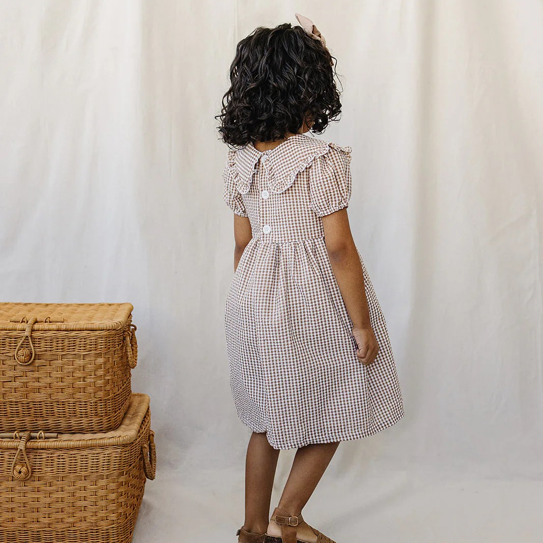 Mebie Baby - Gingham Peter Pan Collar Dress