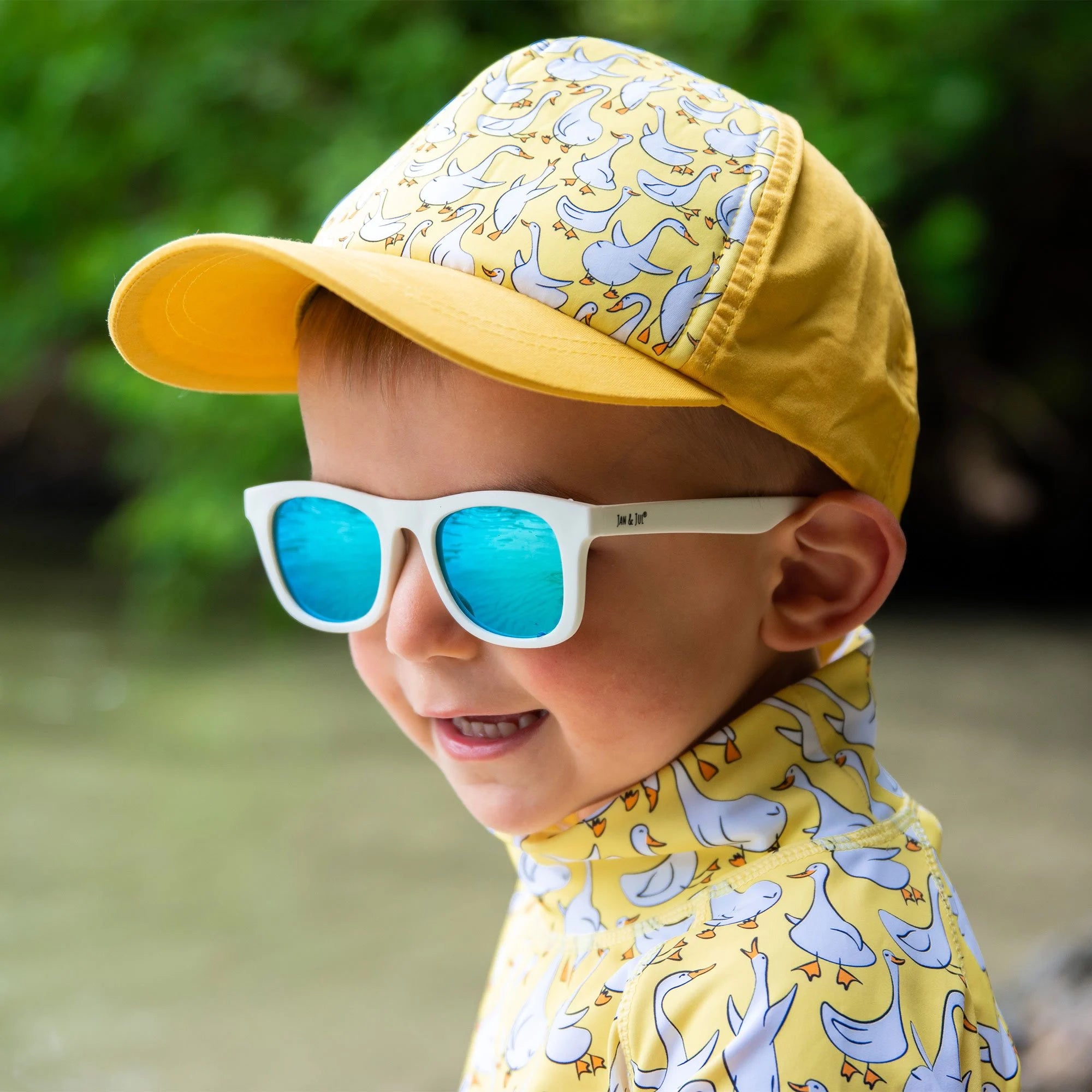 Jan & Jul Sunglasses- White with Aurora Lens