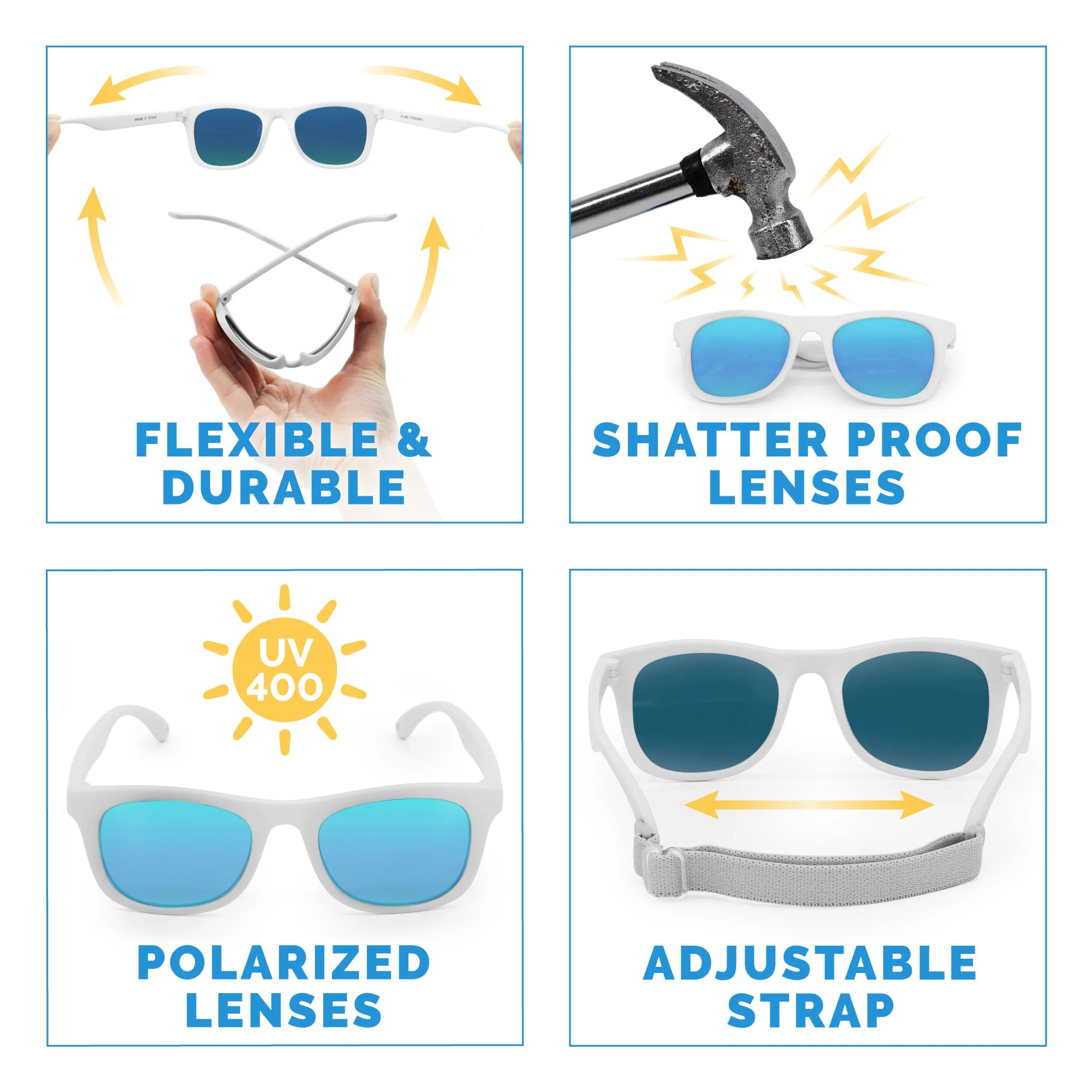 Jan & Jul Sunglasses- White with Aurora Lens