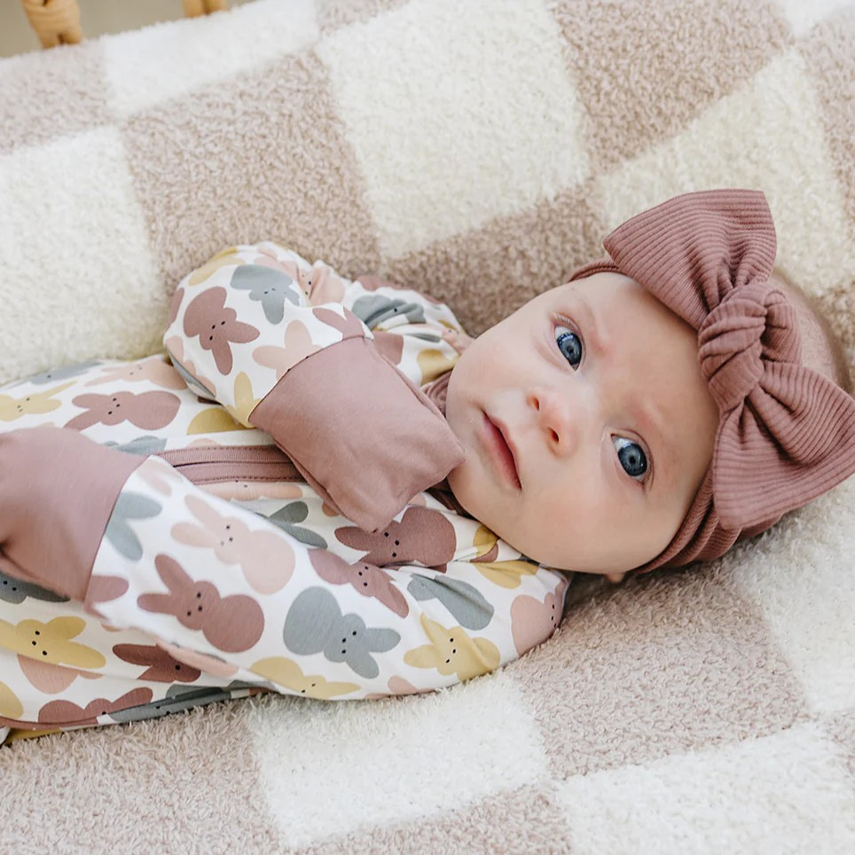 Mebie Baby - Bunny Bamboo Pajamas - Dusty Rose