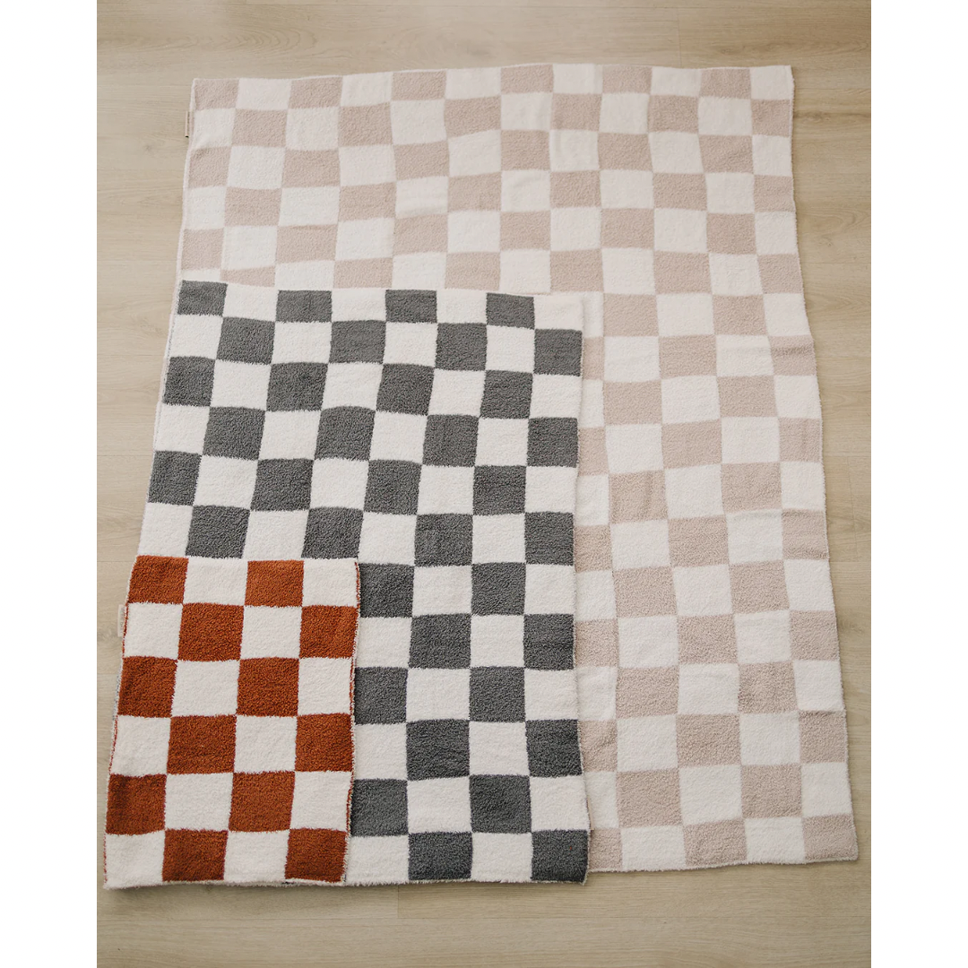 mebie baby rust checkered plush blanket baby bump brandon manitoba